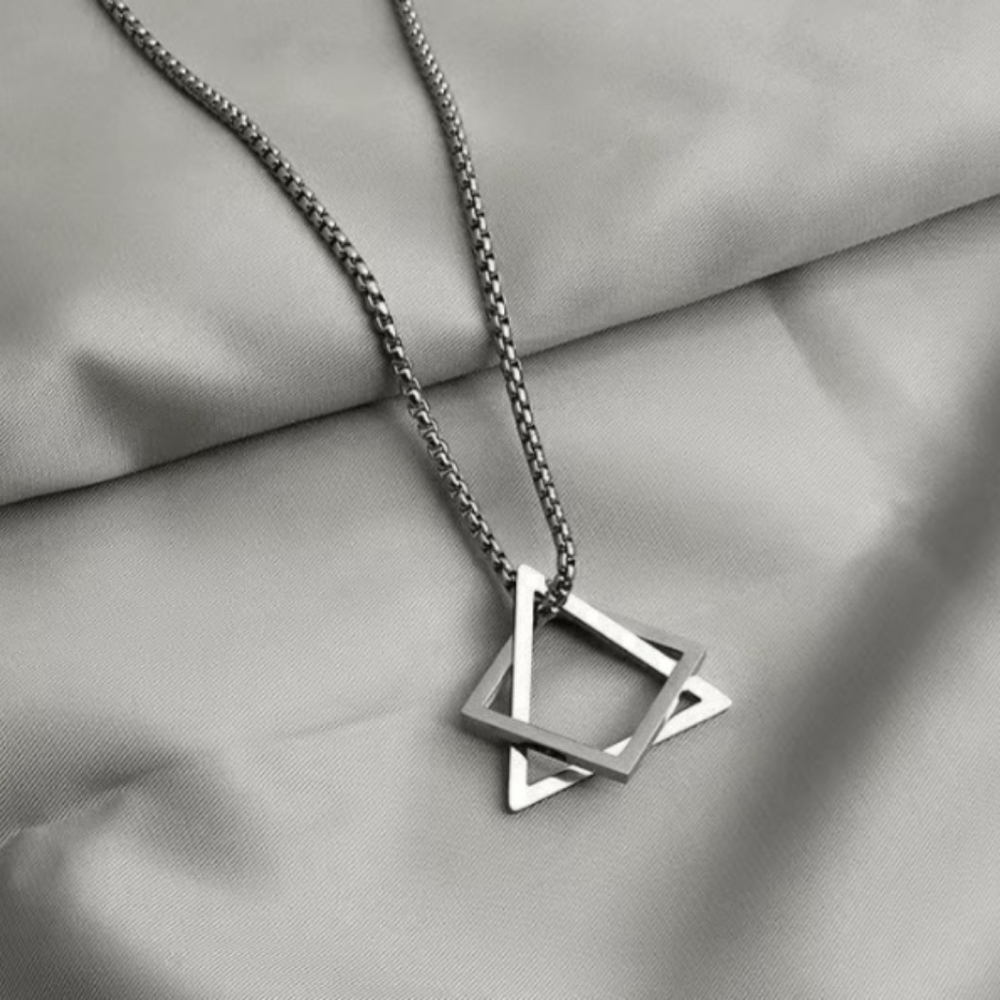 Geometric Hollow Triangular Chain Pendant Necklace Men/Women - Picture 10 of 16